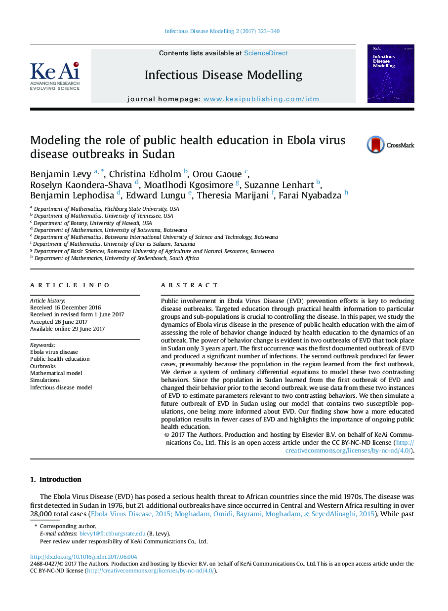 Modeling the role of public health education in Ebola virus disease outbreaks in Sudan