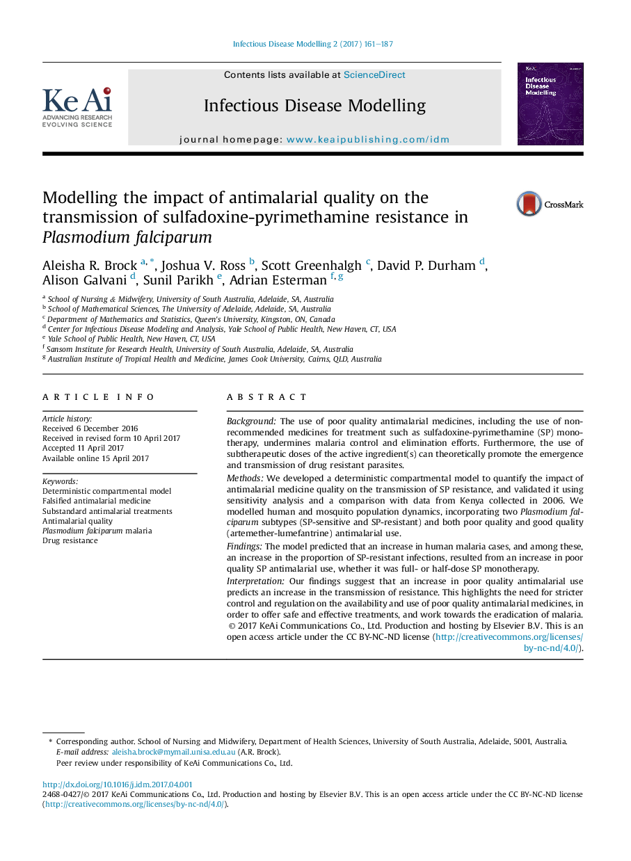 Modelling the impact of antimalarial quality on the transmission of sulfadoxine-pyrimethamine resistance in Plasmodium falciparum