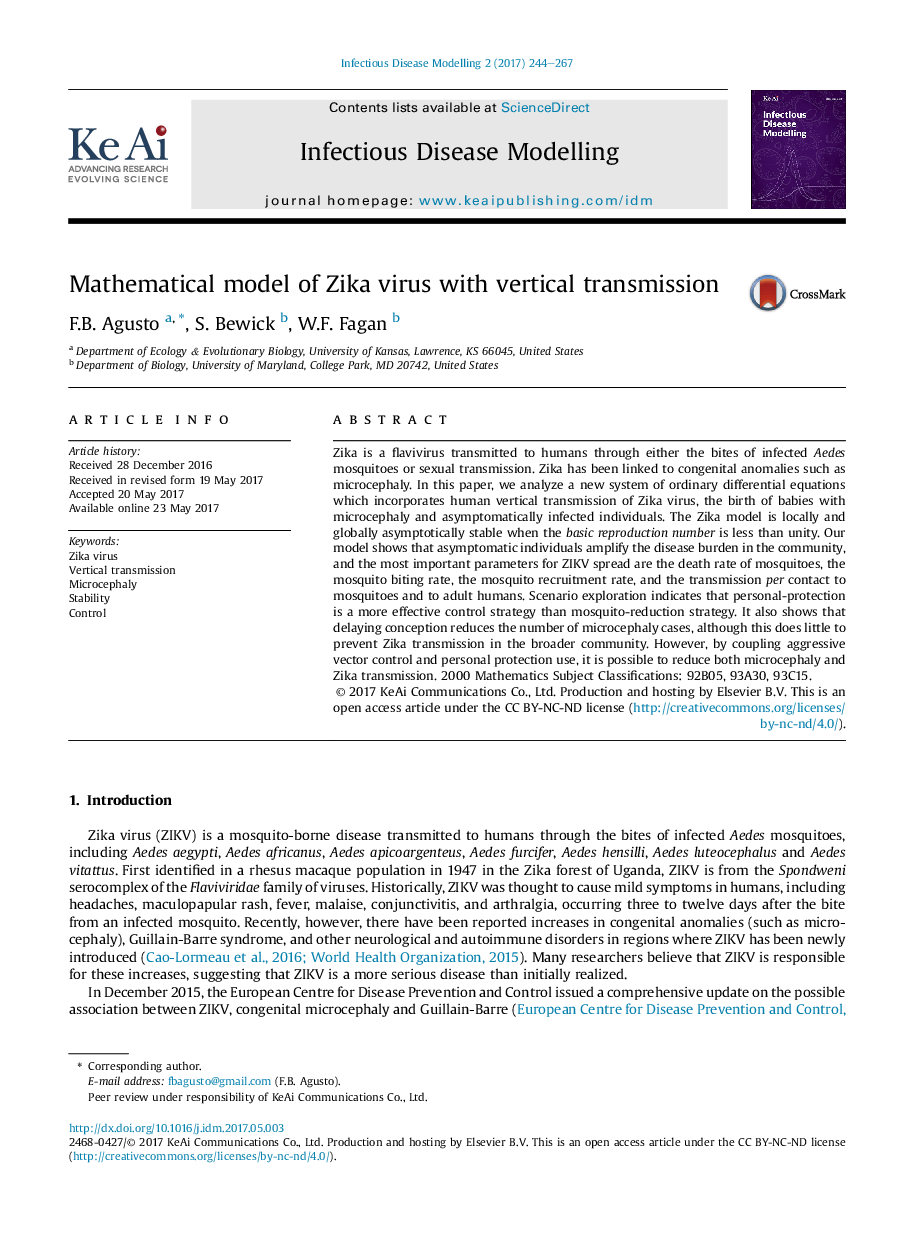 Mathematical model of Zika virus with vertical transmission