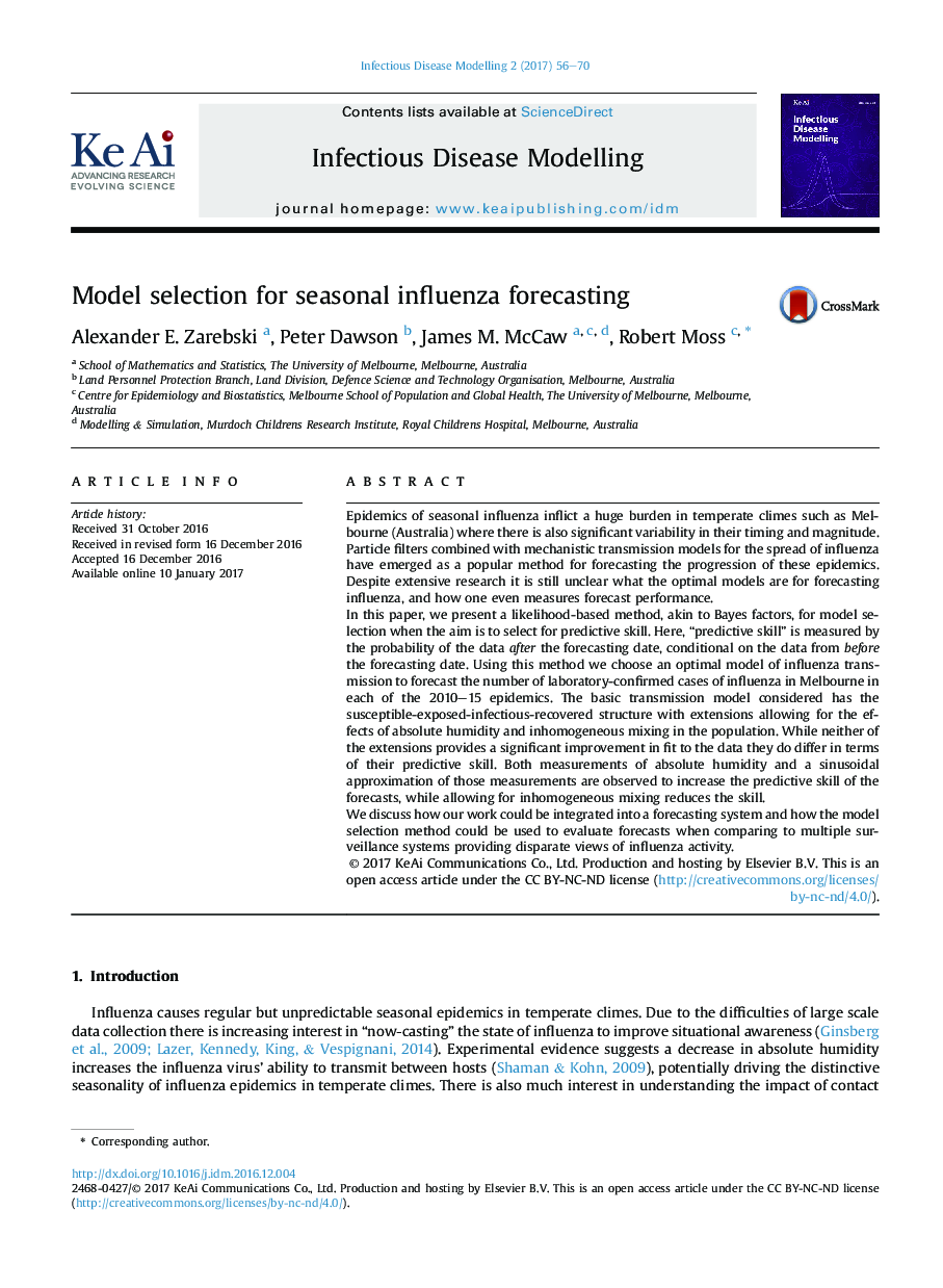 Model selection for seasonal influenza forecasting