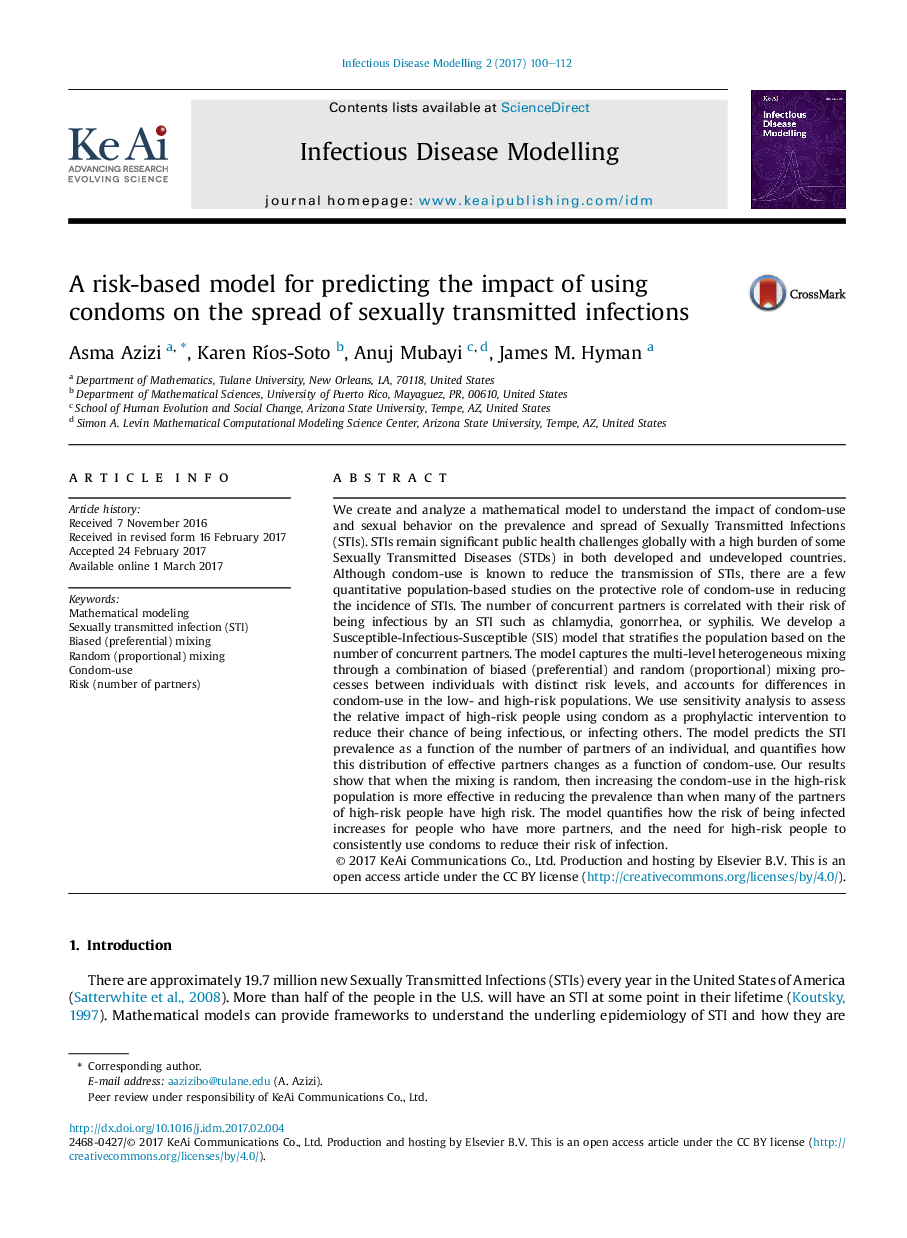 A risk-based model for predicting the impact of using condoms on the spread of sexually transmitted infections