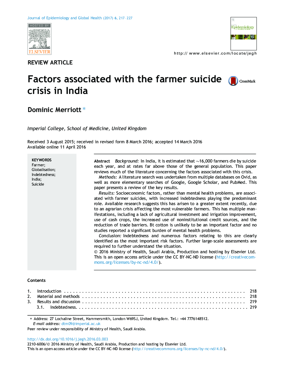 عوامل مرتبط با بحران خودکشی کشاورزان در هند 