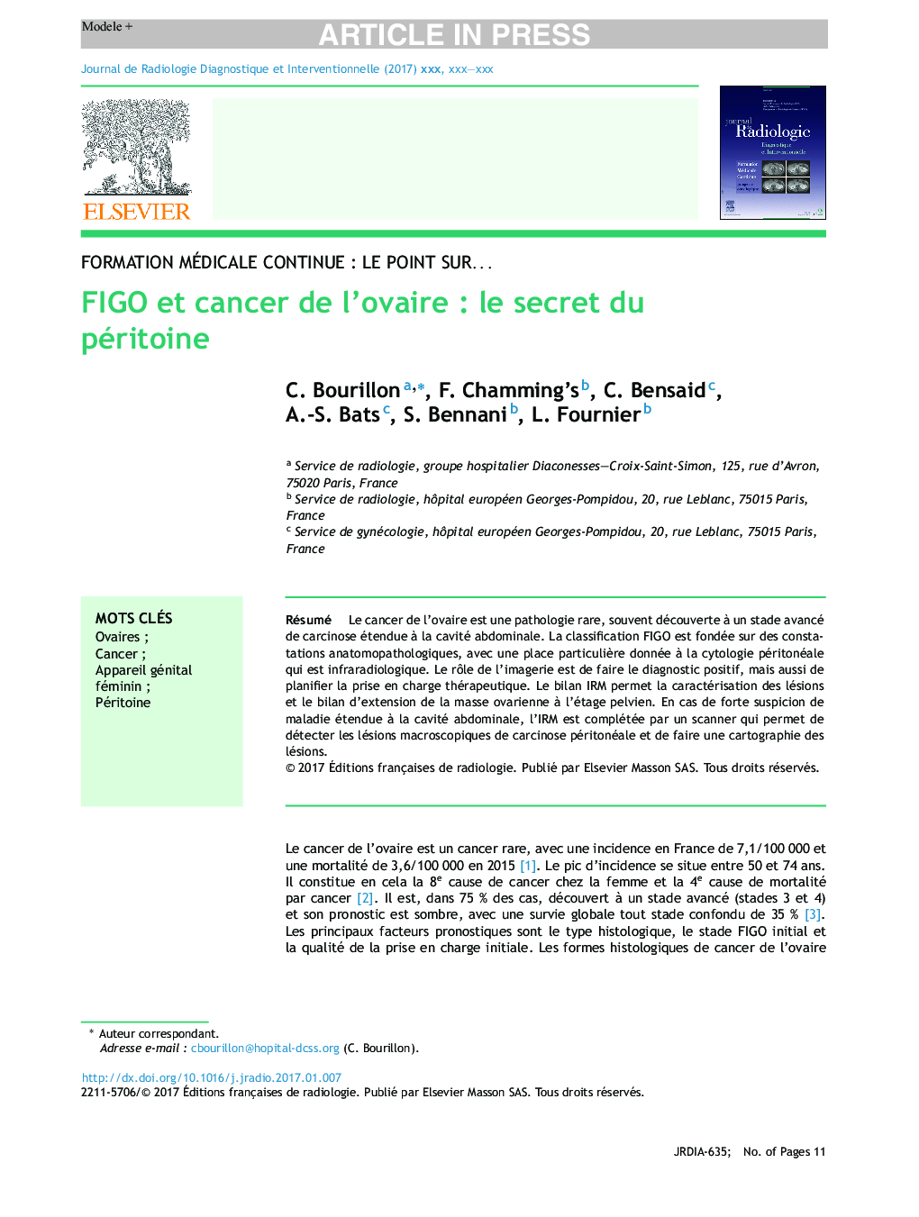 FIGO et cancer de l'ovaireÂ : le secret du péritoine