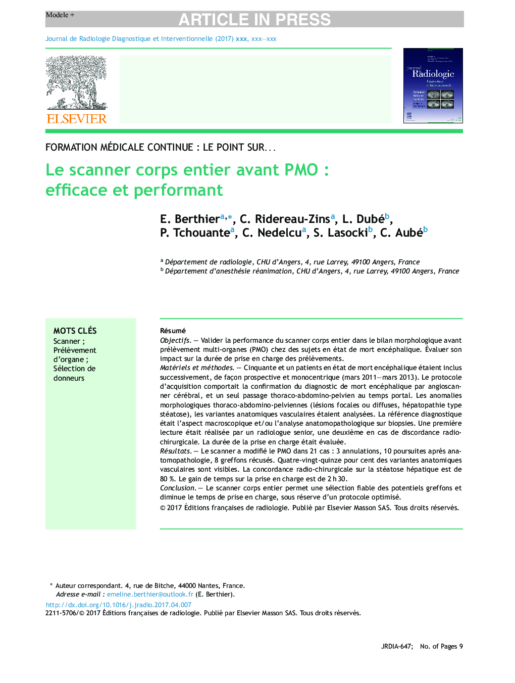 Le scanner corps entier avant PMOÂ : efficace et performant