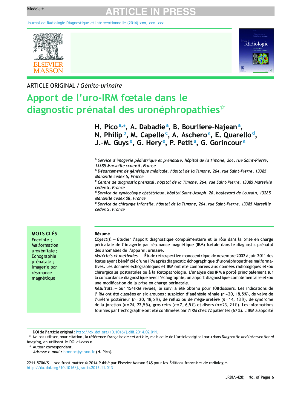 Apport de l'uro-IRM fÅtale dans le diagnostic prénatal des uronéphropathies