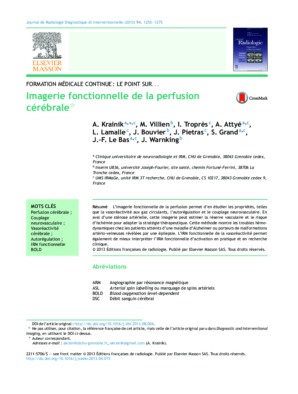 Imagerie fonctionnelle de la perfusion cérébrale