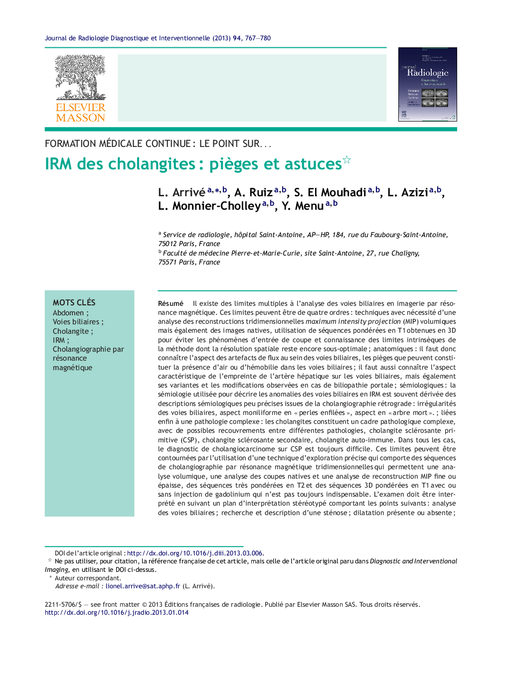 IRM des cholangitesÂ : piÃ¨ges et astuces