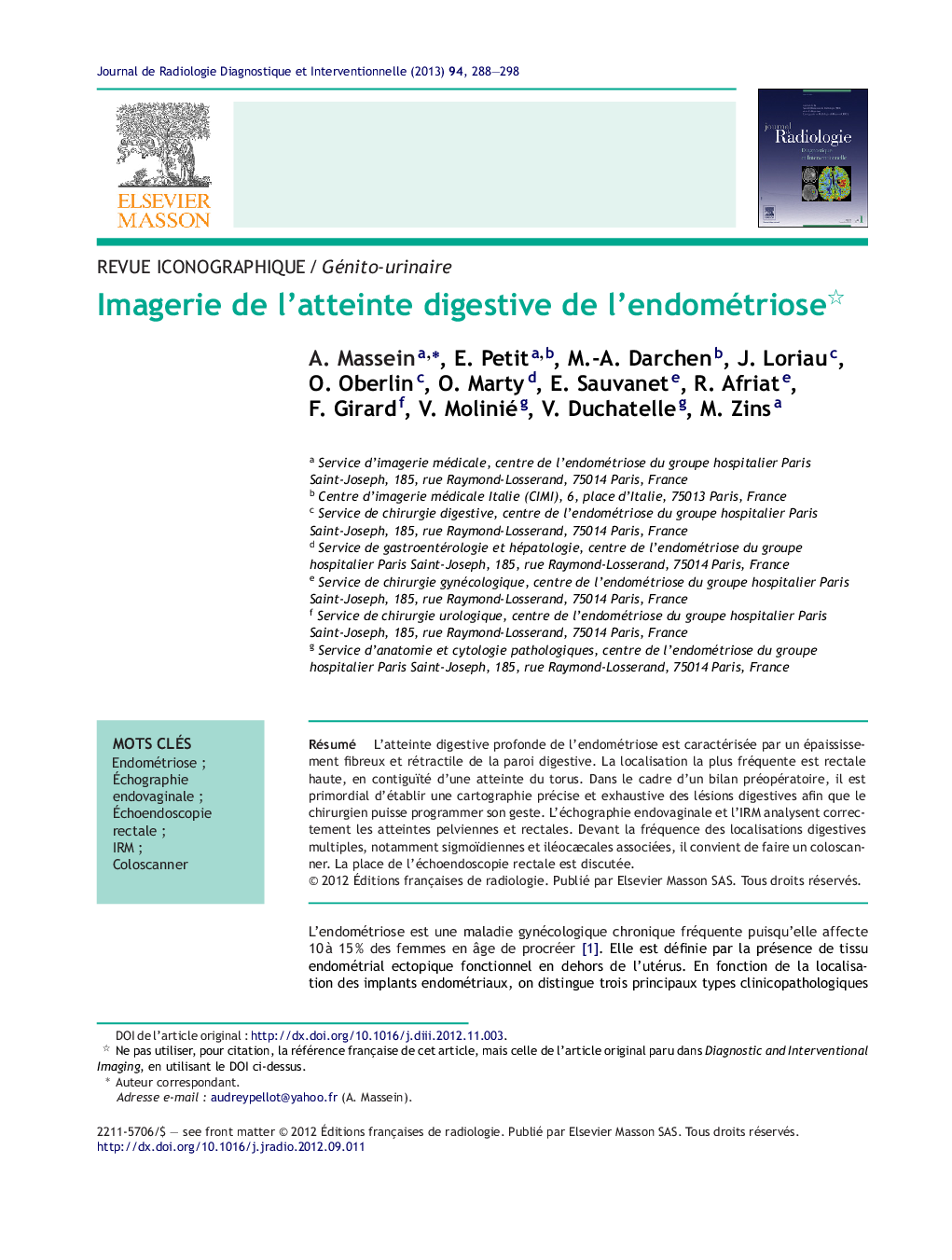 Imagerie de l'atteinte digestive de l'endométriose