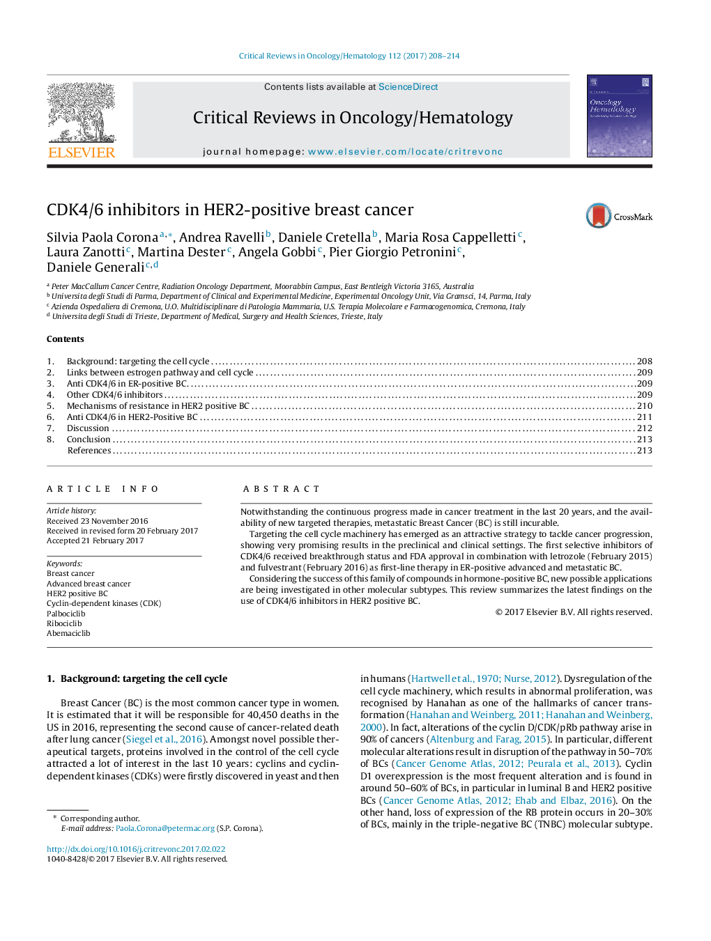 CDK4/6 inhibitors in HER2-positive breast cancer