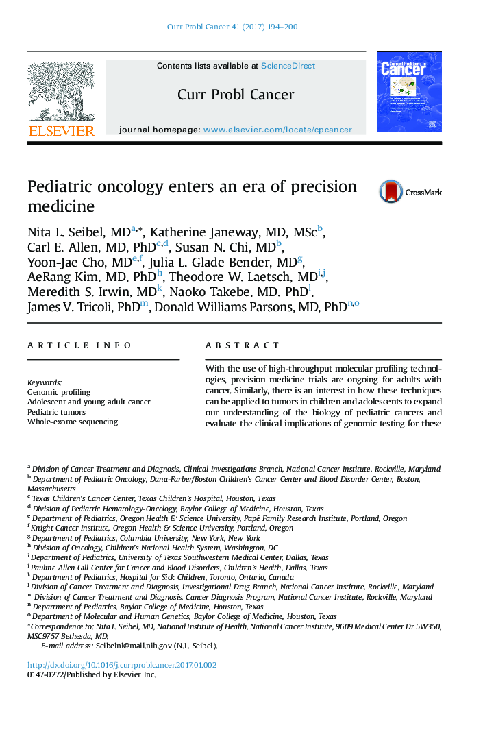 Pediatric oncology enters an era of precision medicine