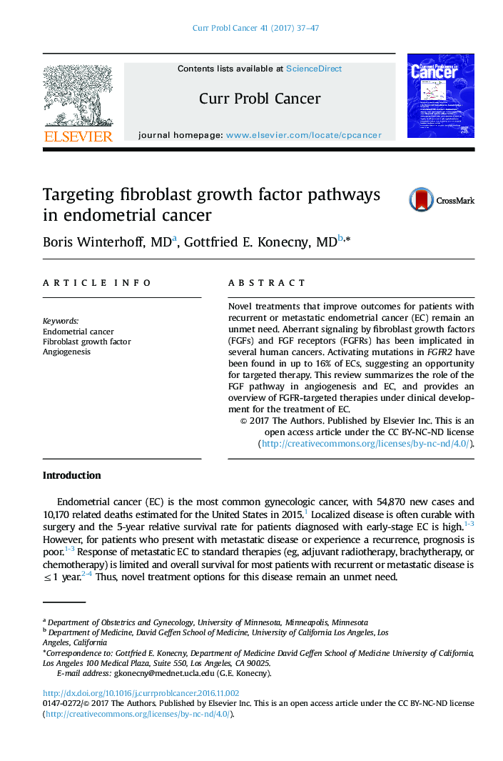 Targeting fibroblast growth factor pathways in endometrial cancer