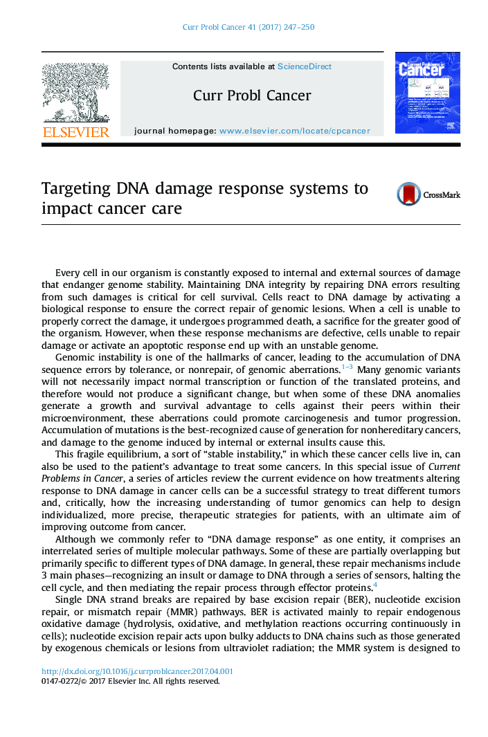 Targeting DNA damage response systems to impact cancer care