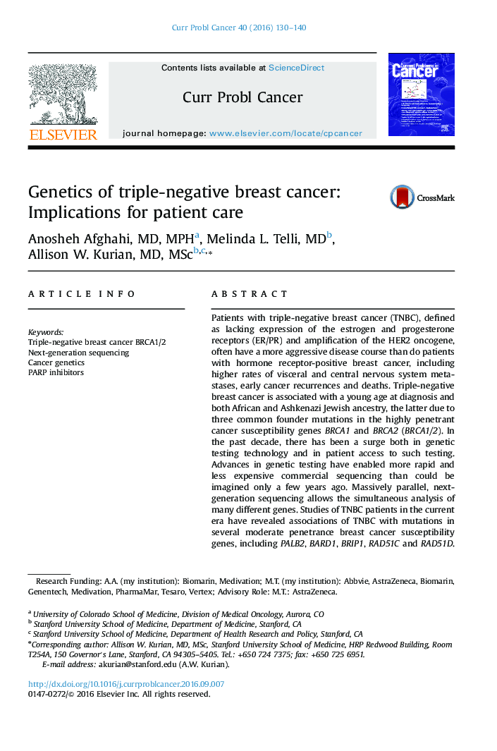 Genetics of triple-negative breast cancer: Implications for patient care