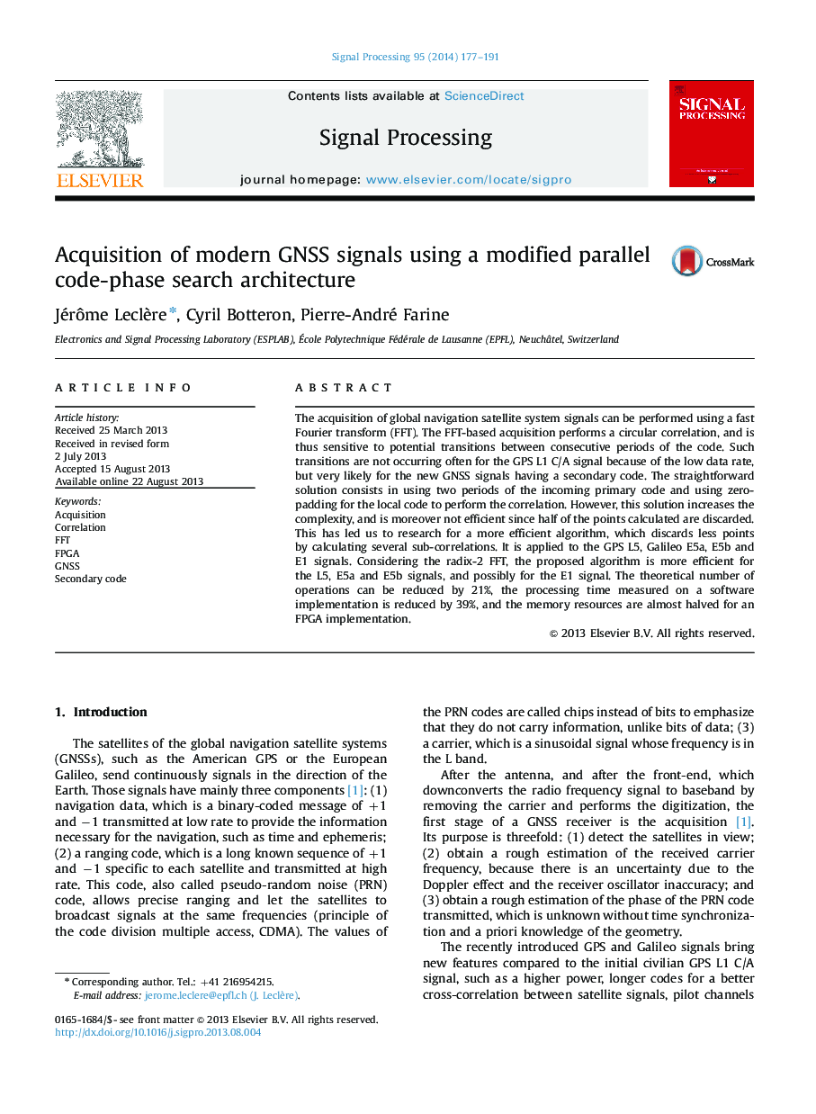 Acquisition of modern GNSS signals using a modified parallel code-phase search architecture