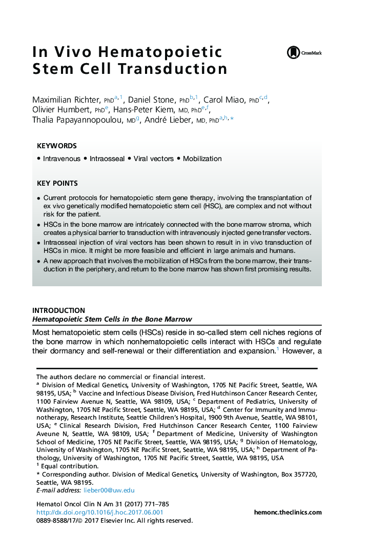 InÂ Vivo Hematopoietic Stem Cell Transduction