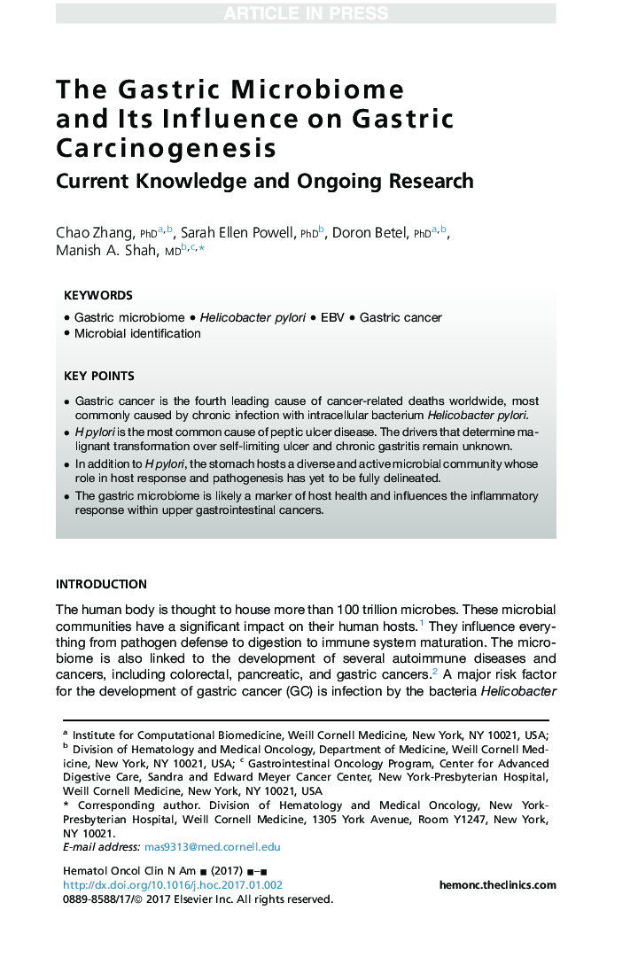 The Gastric Microbiome and Its Influence on Gastric Carcinogenesis