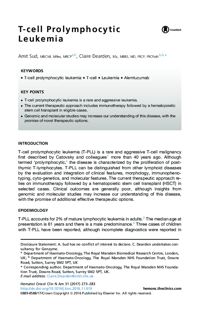 T-cell Prolymphocytic Leukemia