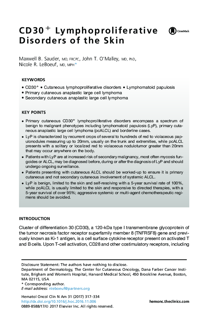 CD30+ Lymphoproliferative Disorders of the Skin