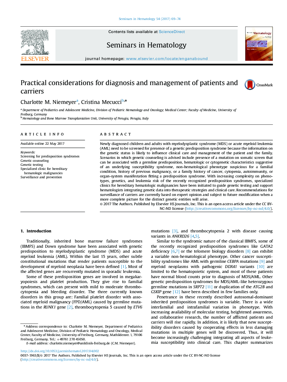 Practical considerations for diagnosis and management of patients and carriers