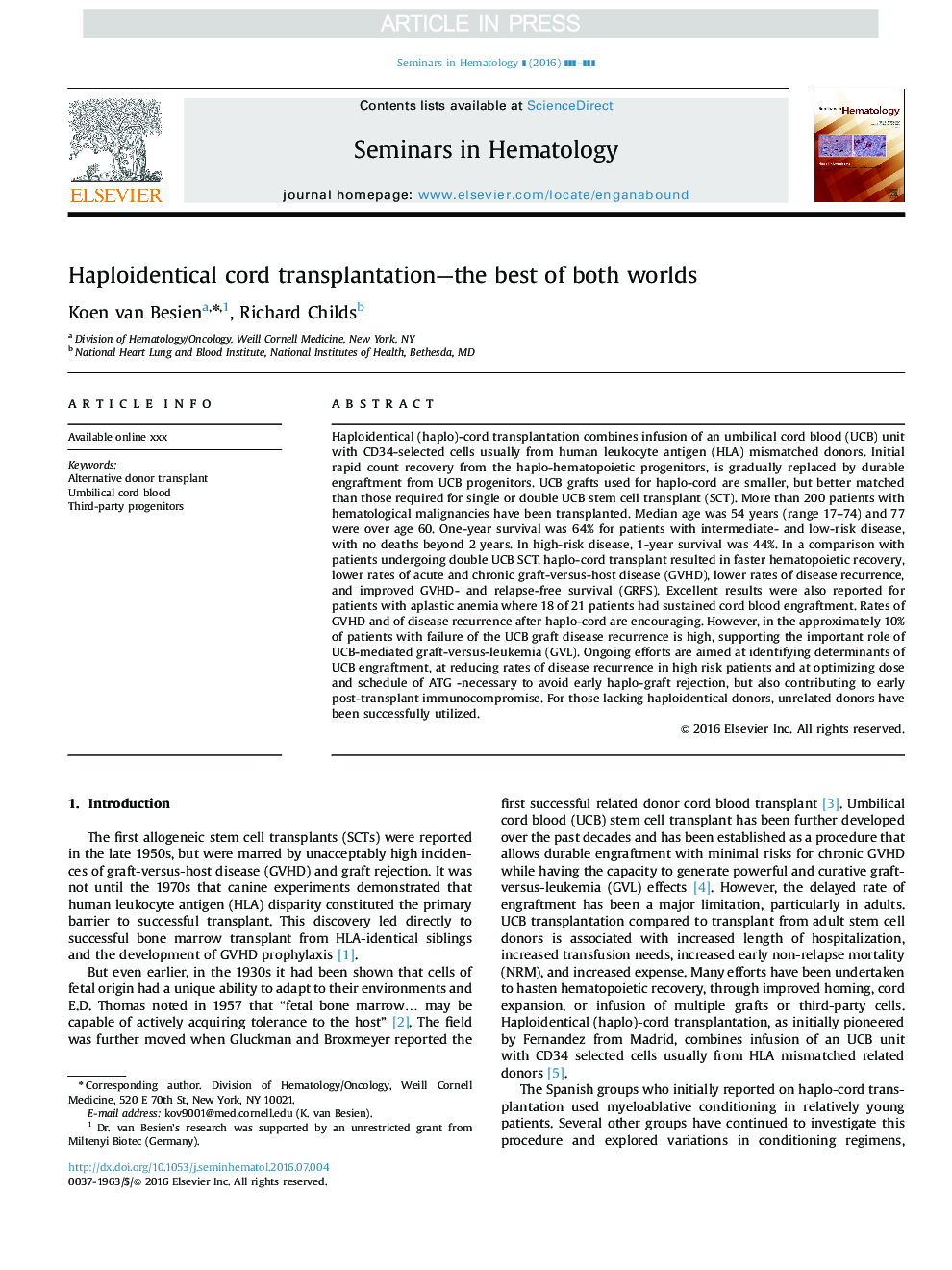Haploidentical cord transplantation-The best of both worlds
