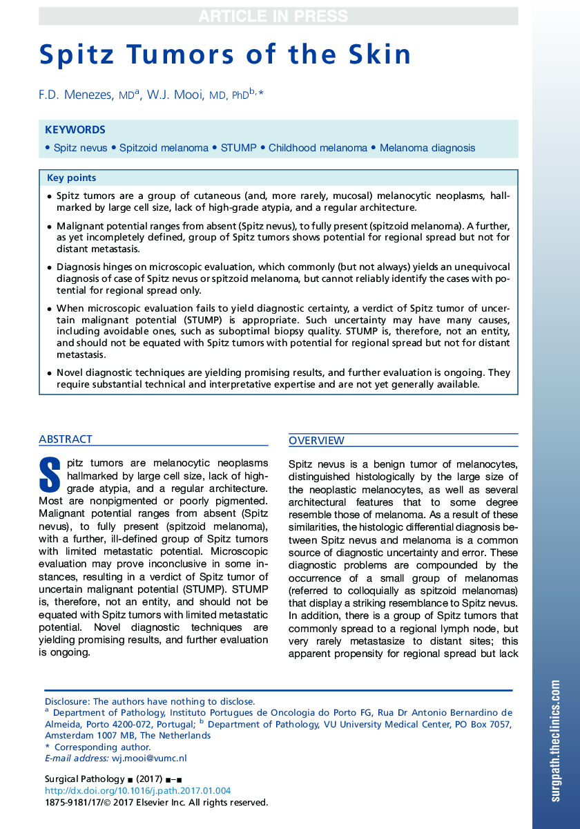Spitz Tumors of the Skin