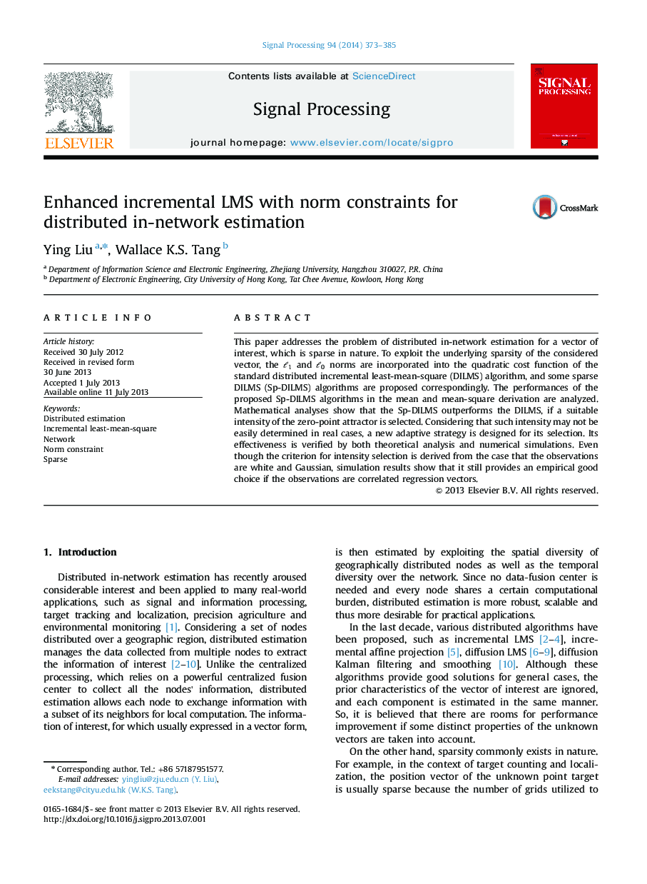 Enhanced incremental LMS with norm constraints for distributed in-network estimation