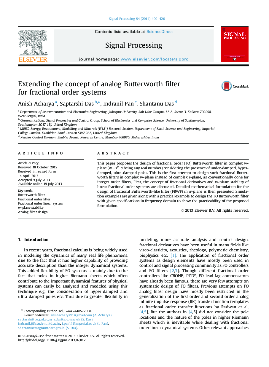 Extending the concept of analog Butterworth filter for fractional order systems