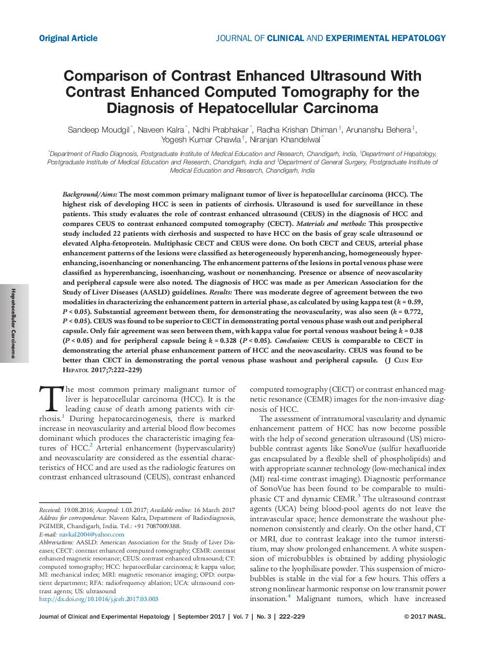 Comparison of Contrast Enhanced Ultrasound With Contrast Enhanced Computed Tomography for the Diagnosis of Hepatocellular Carcinoma