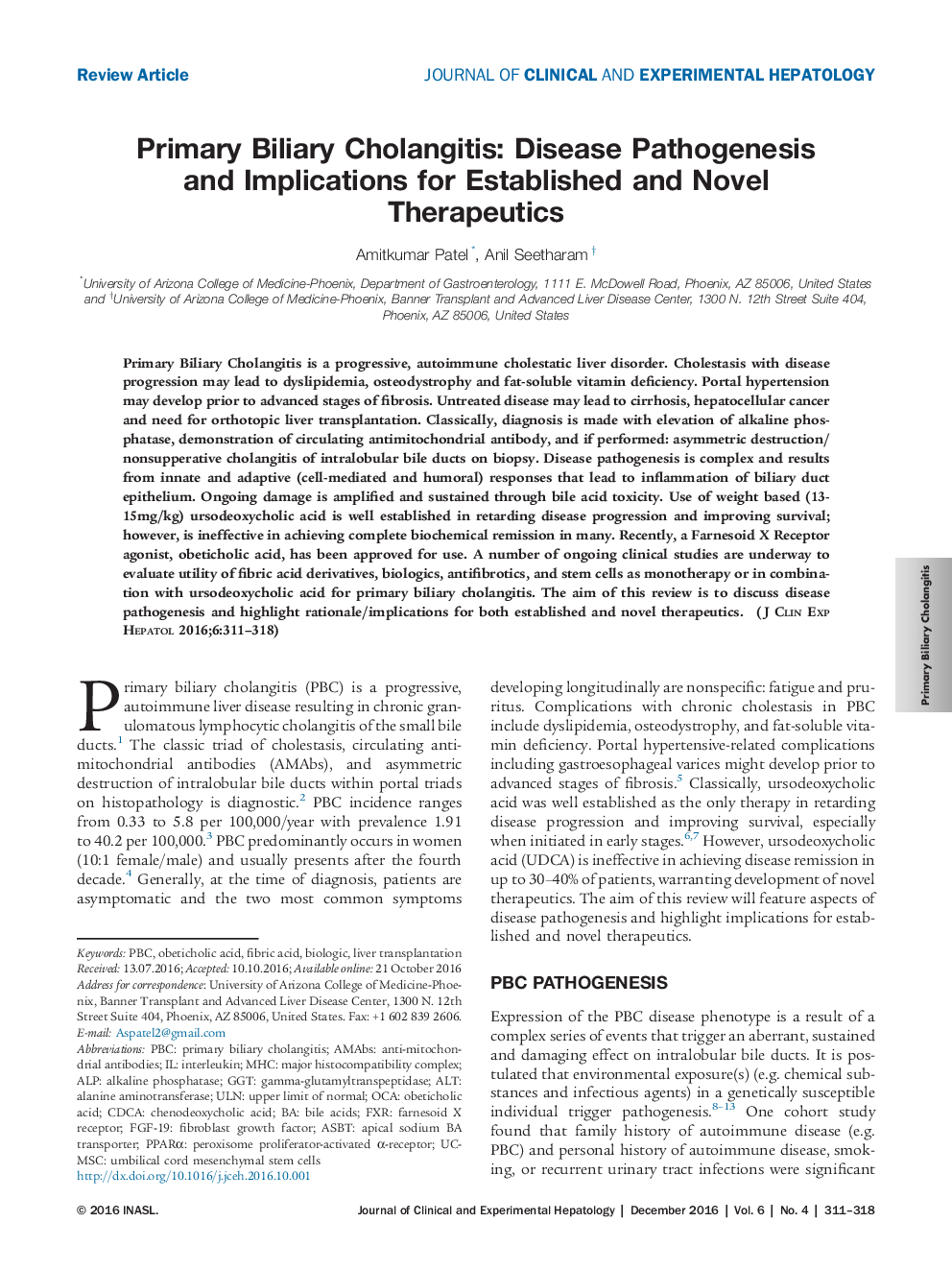 Primary Biliary Cholangitis: Disease Pathogenesis and Implications for Established and Novel Therapeutics