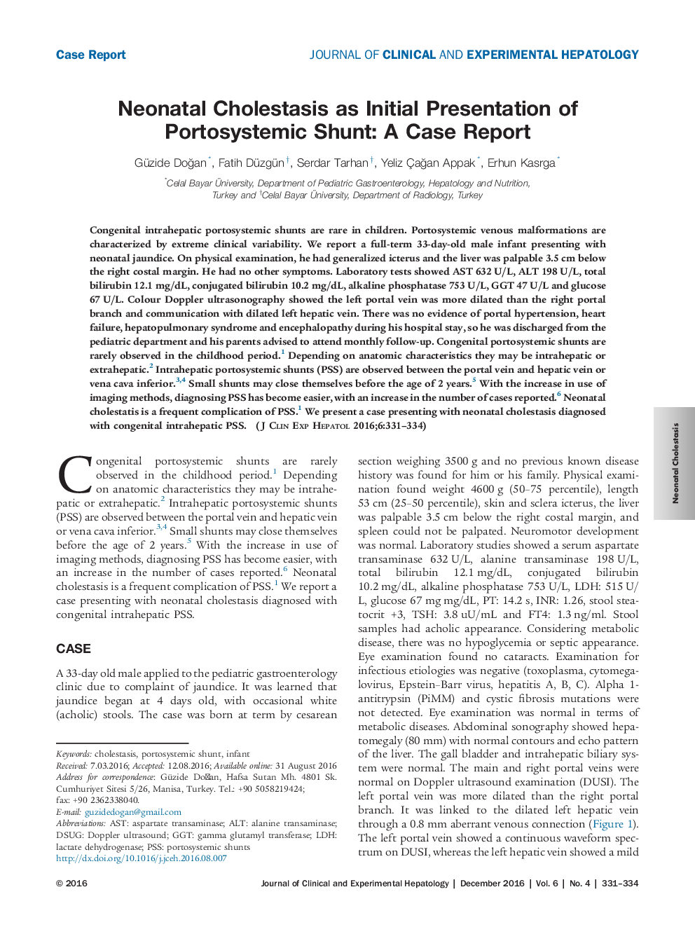 Neonatal Cholestasis as Initial Presentation of Portosystemic Shunt: A Case Report