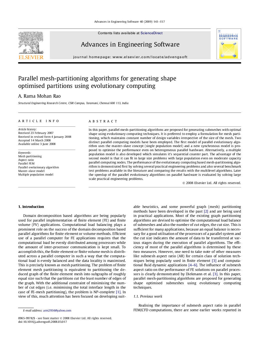 Parallel mesh-partitioning algorithms for generating shape optimised partitions using evolutionary computing