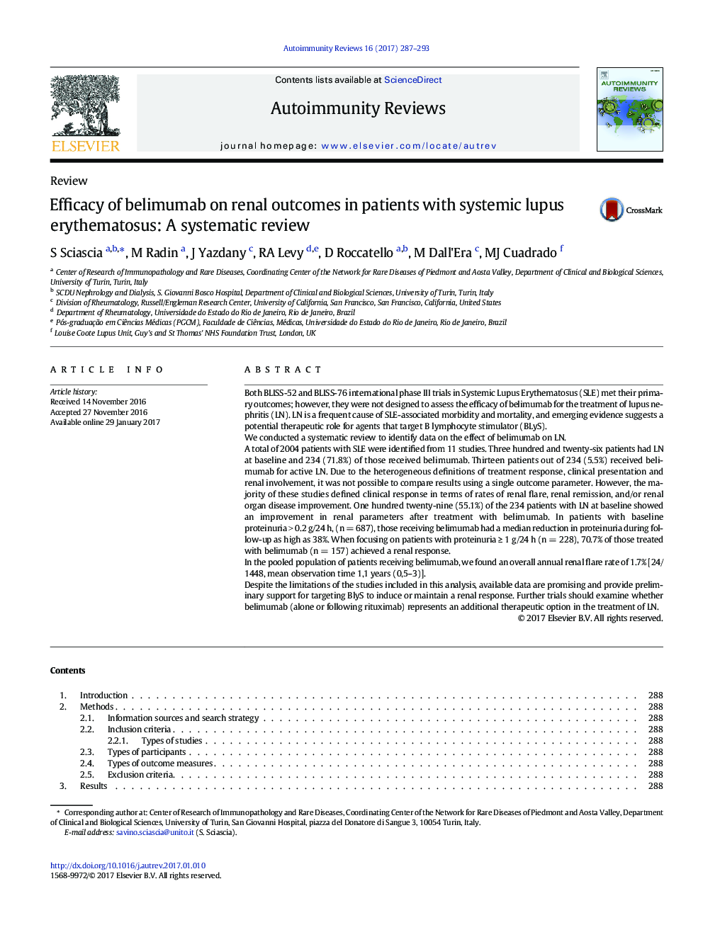 Efficacy of belimumab on renal outcomes in patients with systemic lupus erythematosus: A systematic review