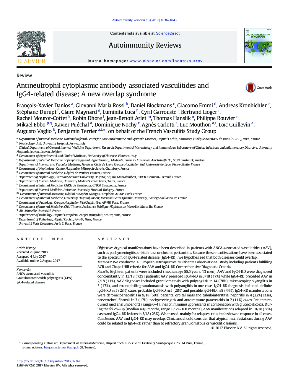 Antineutrophil cytoplasmic antibody-associated vasculitides and IgG4-related disease: A new overlap syndrome