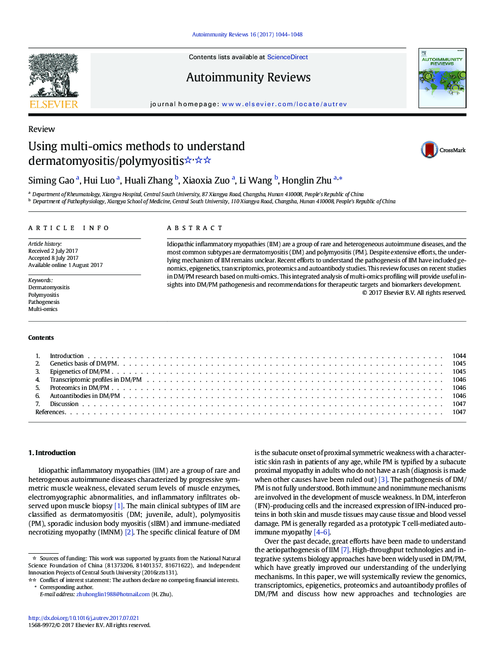 Using multi-omics methods to understand dermatomyositis/polymyositis