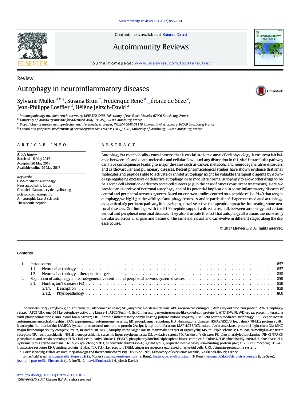 Autophagy in neuroinflammatory diseases