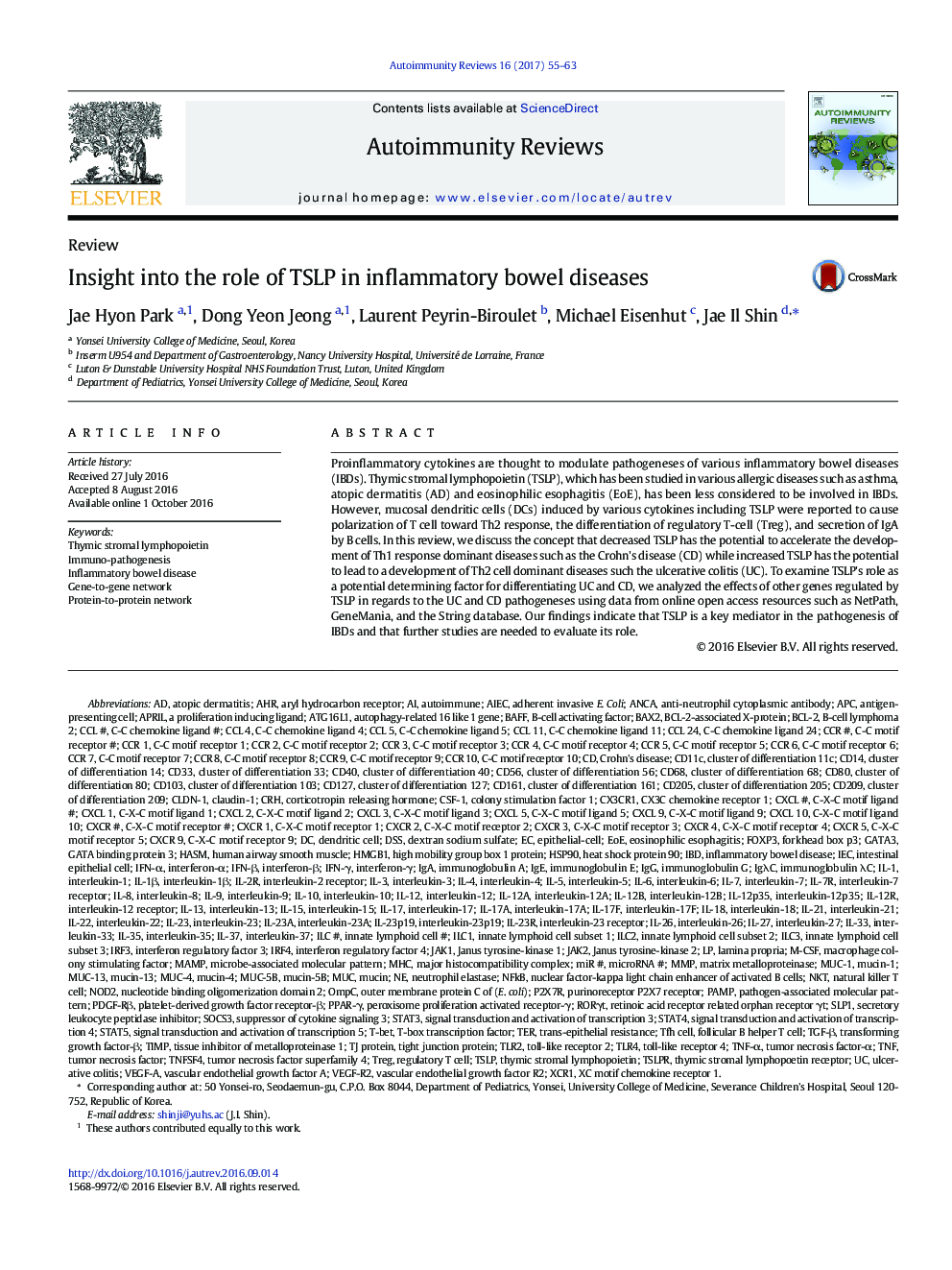 Insight into the role of TSLP in inflammatory bowel diseases