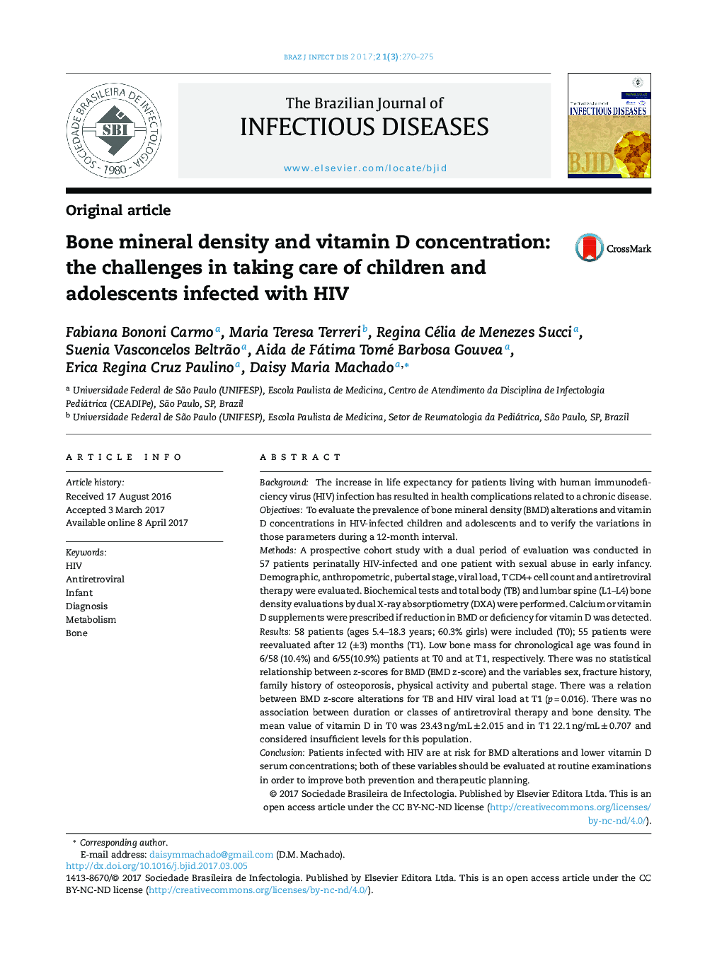 Bone mineral density and vitamin D concentration: the challenges in taking care of children and adolescents infected with HIV