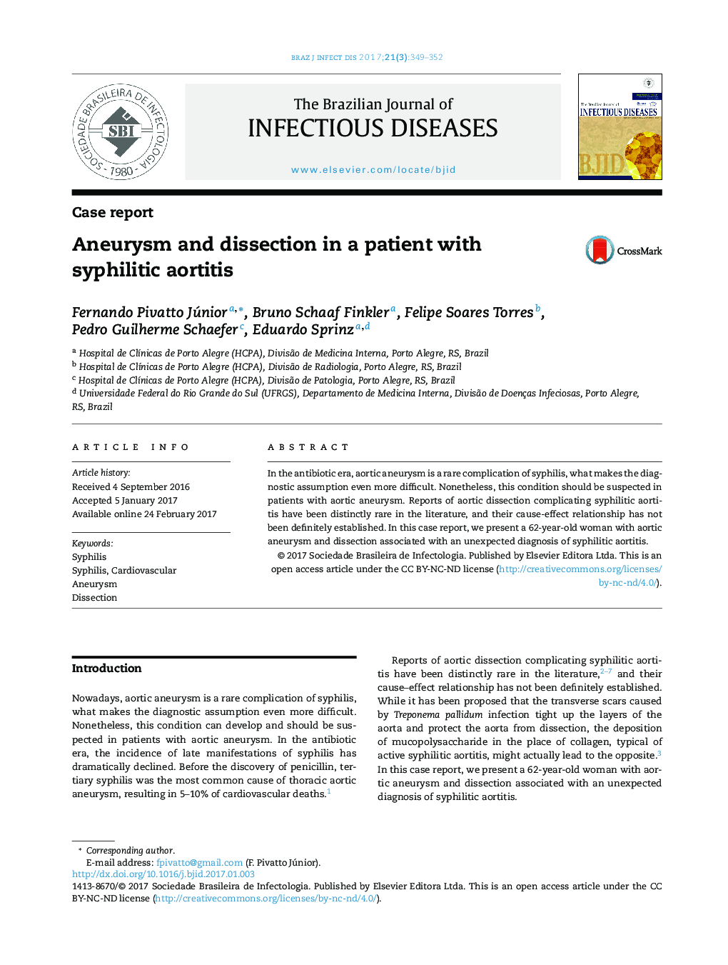 Aneurysm and dissection in a patient with syphilitic aortitis