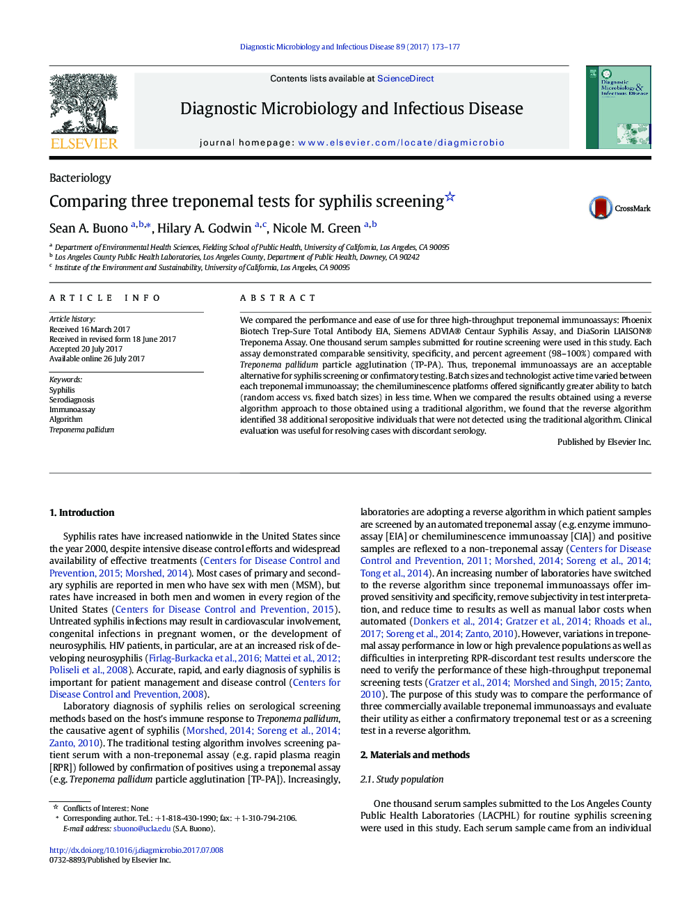 Comparing three treponemal tests for syphilis screening