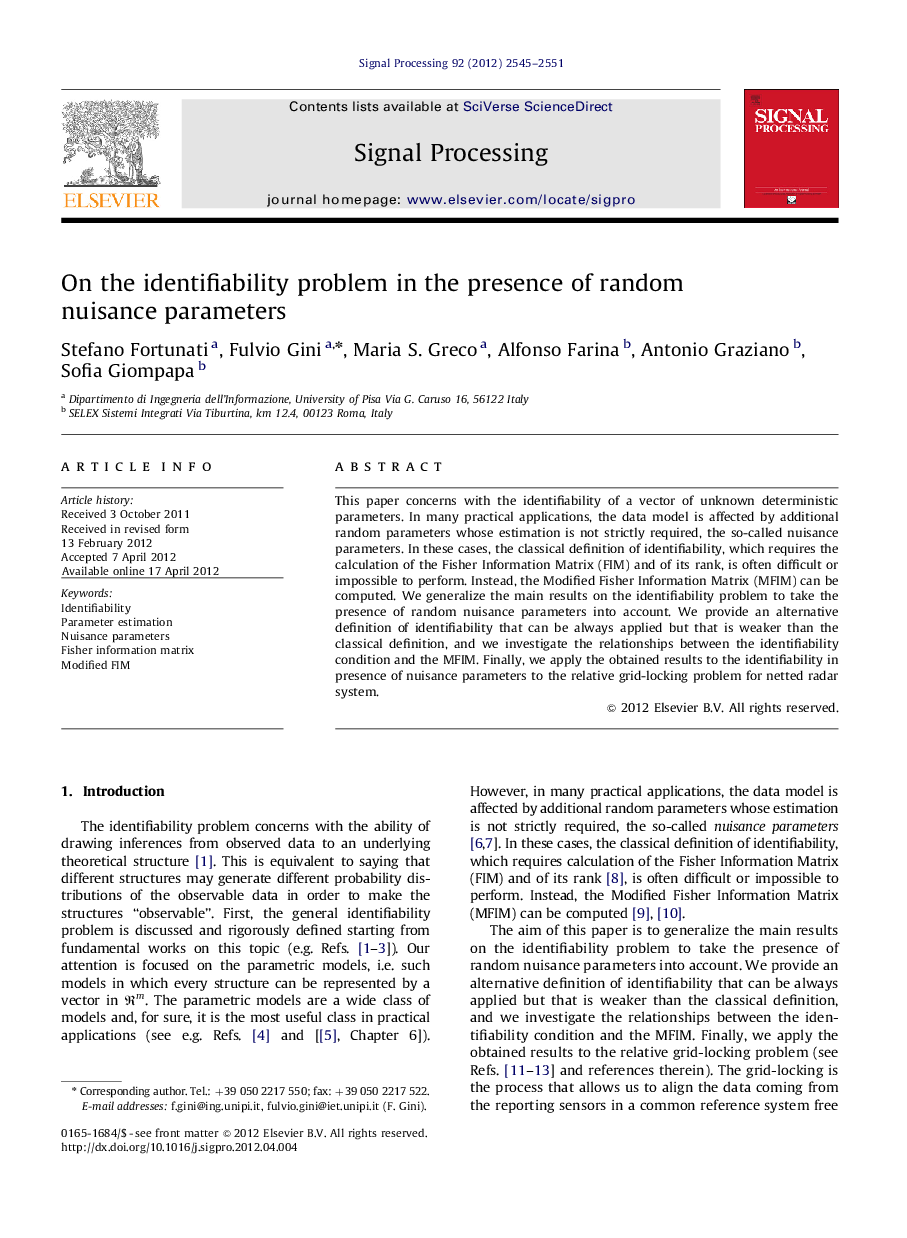 On the identifiability problem in the presence of random nuisance parameters