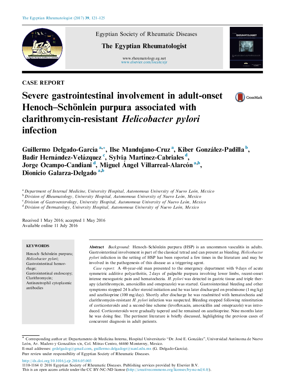 Severe gastrointestinal involvement in adult-onset Henoch-Schönlein purpura associated with clarithromycin-resistant Helicobacter pylori infection