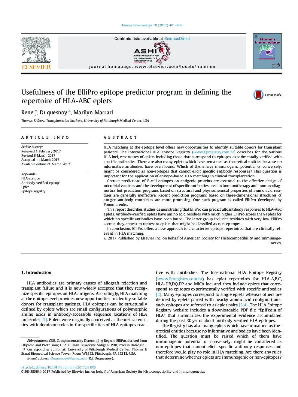 Usefulness of the ElliPro epitope predictor program in defining the repertoire of HLA-ABC eplets