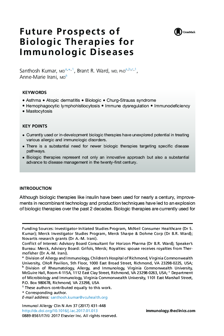 Future Prospects of Biologic Therapies for Immunologic Diseases