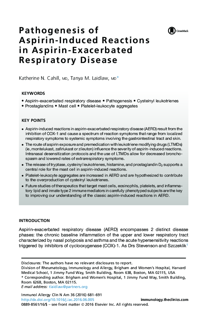 Pathogenesis of Aspirin-Induced Reactions in Aspirin-Exacerbated Respiratory Disease