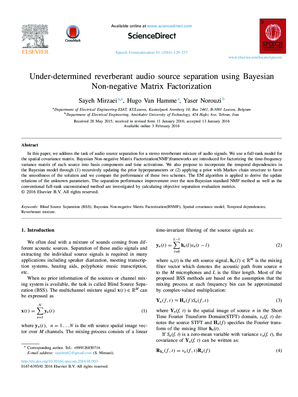 Under-determined reverberant audio source separation using Bayesian Non-negative Matrix Factorization