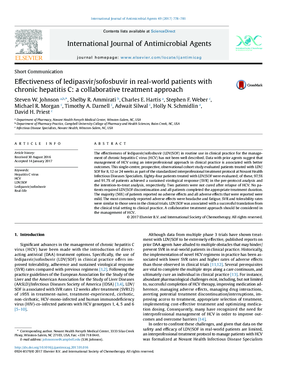 Effectiveness of ledipasvir/sofosbuvir in real-world patients with chronic hepatitis C: a collaborative treatment approach