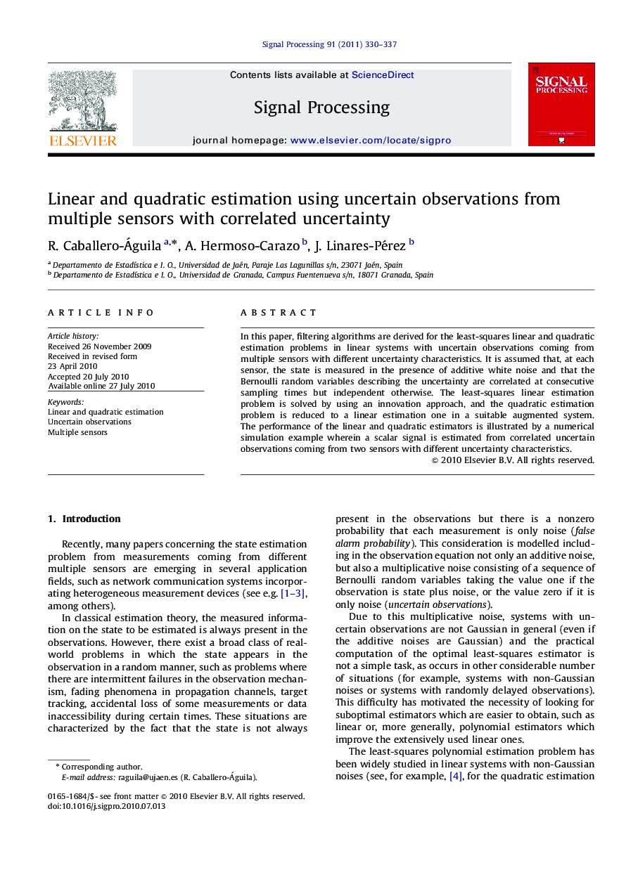 Linear and quadratic estimation using uncertain observations from multiple sensors with correlated uncertainty