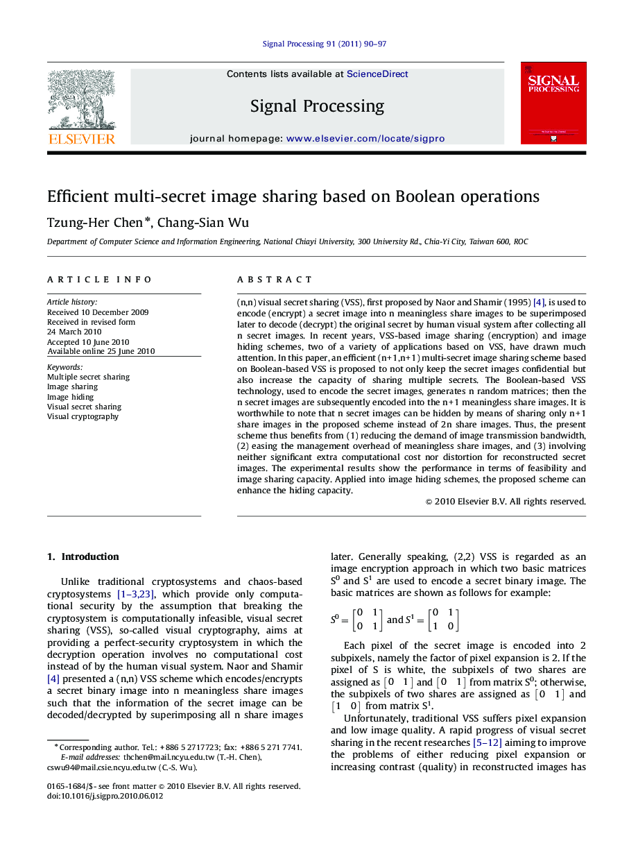 Efficient multi-secret image sharing based on Boolean operations