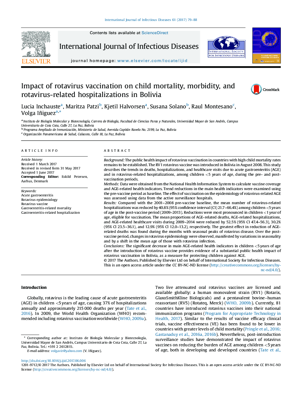 Impact of rotavirus vaccination on child mortality, morbidity, and rotavirus-related hospitalizations in Bolivia