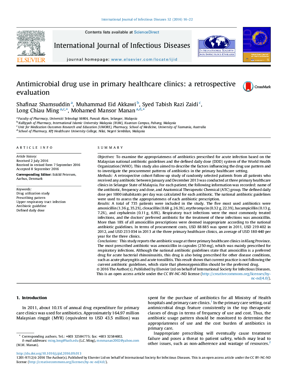 Antimicrobial drug use in primary healthcare clinics: a retrospective evaluation